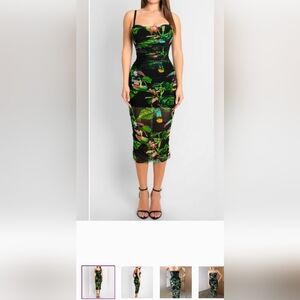 Floral Print Black Pencil Dress